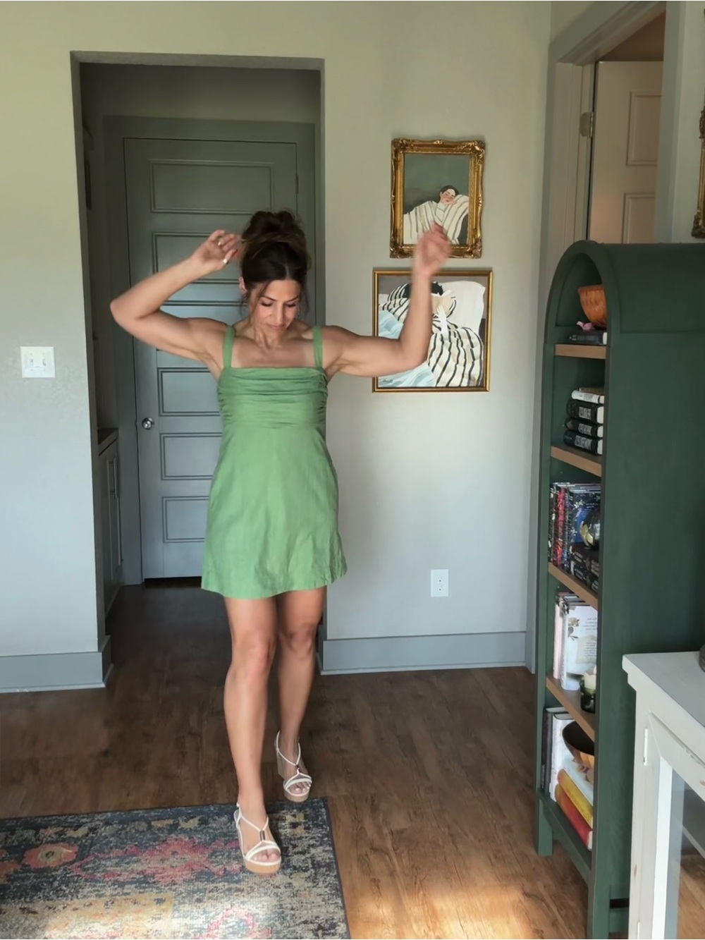 Abercrombie & Fitch Green Linen Blend Skort Mini Dress Size M - Picture 2 of 8